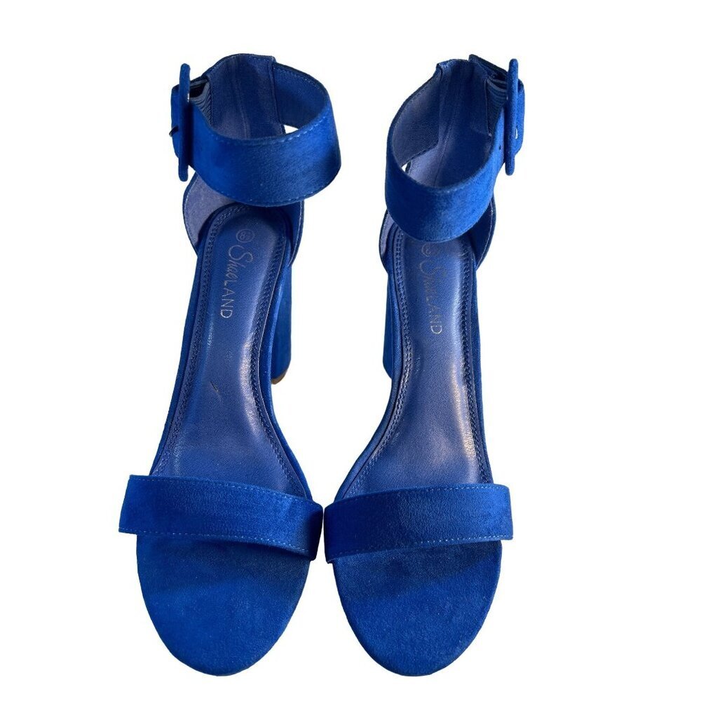 Shoe Land Shoes Womens Size 8.5 Blue Strappy Sandals Heels Rumors Blue